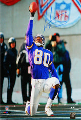 Cris Carter Signed Minnesota Vikings Touchdown Celebration Football Raise 16x20 Photo