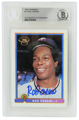 Rod Carew Signed Minnesota Twins 1991 Bowman Baseball Card #1 - (Beckett Encapsulated)