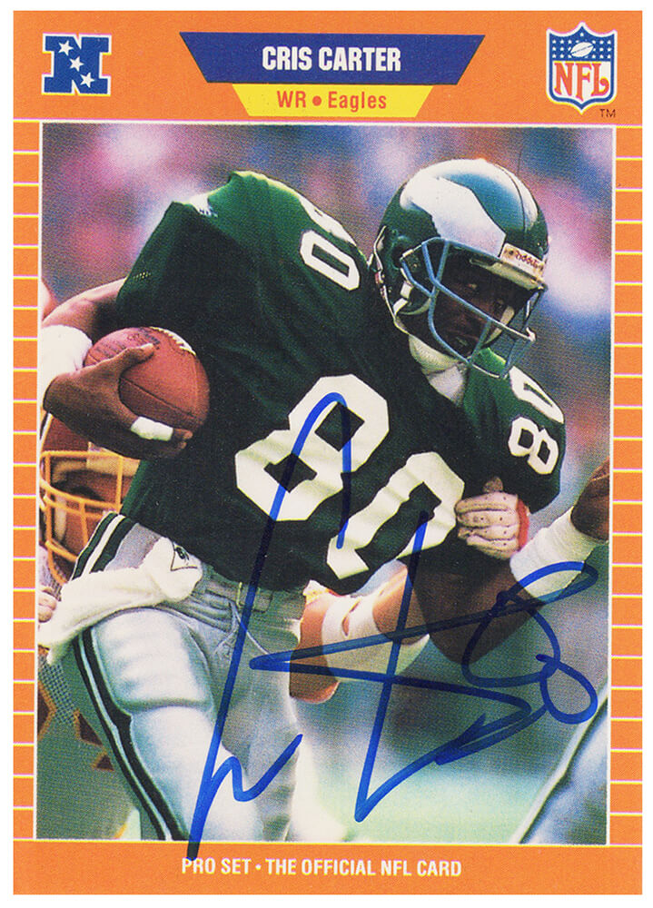 Cris Carter Signed Philadelphia Eagles 1989 Pro Set Football Rookie Card #314