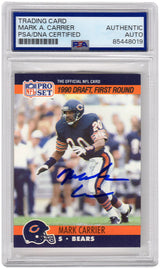Mark Carrier Signed Bears 1990 Pro Set Rookie Football Card #674 - (PSA Encapsulated)
