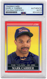 Mark Carrier Signed Bears 1990 Score Rookie Football Card #614 - (PSA Encapsulated)