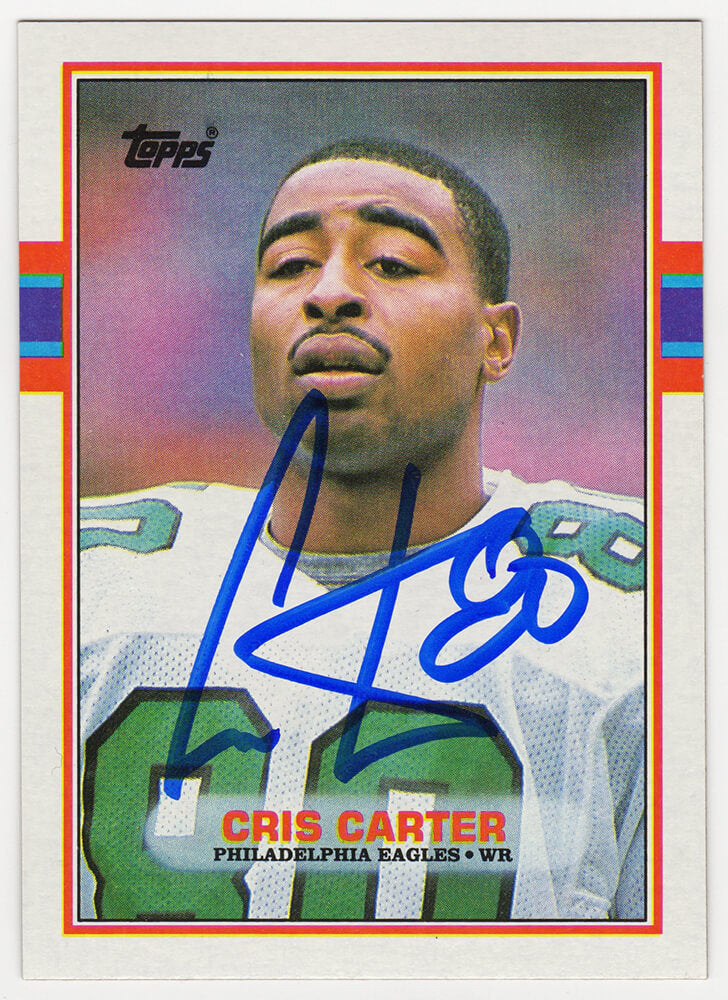 Cris Carter Signed Philadelphia Eagles 1989 Topps Football Rookie Card #121