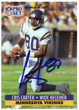 Cris Carter Signed Minnesota Vikings 1991 Pro Set Football Trading Card #834