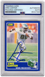 Cris Carter Signed Eagles 1989 Score Football Rookie Trading Card #73 (PSA Encapsulated)