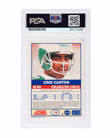Cris Carter Signed 1989 Score Football Rookie Card #72 w/HOF'13 - (PSA Encapsulated)