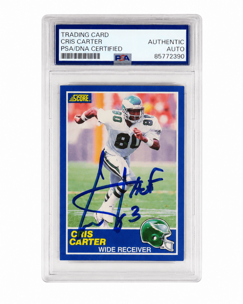 Cris Carter Signed 1989 Score Football Rookie Card #72 w/HOF'13 - (PSA Encapsulated)