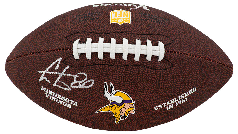 Cris Carter Signed Minnesota Vikings Wilson Brown Full Size Logo Football