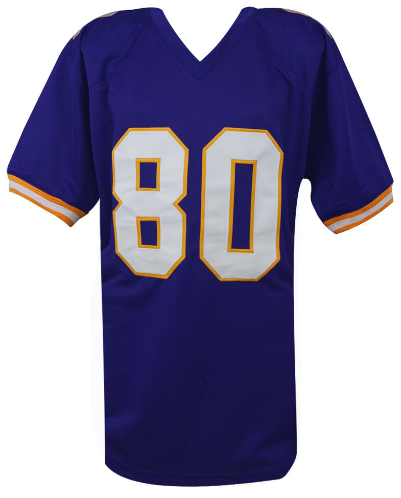 Cris Carter Signed Purple Custom Football Jersey w/All I Do Is Catch TD's