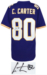 Cris Carter Signed Purple Throwback Custom Football Jersey w/#80