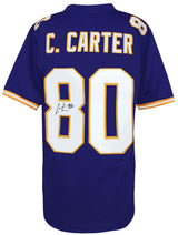 Cris Carter Signed Purple Throwback Custom Football Jersey w/#80