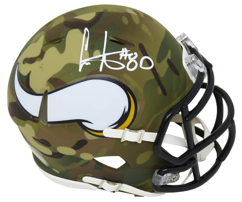 Cris Carter Signed Minnesota Vikings CAMO Riddell Speed Mini Helmet