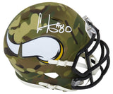 Cris Carter Signed Minnesota Vikings CAMO Riddell Speed Mini Helmet