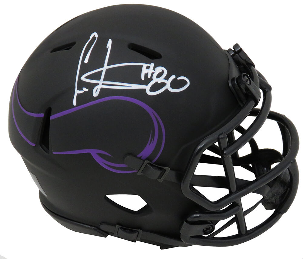 Cris Carter Signed Minnesota Vikings Eclipse Black Matte Riddell Speed Mini Helmet (White Ink)
