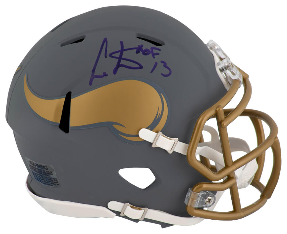 Cris Carter Signed Minnesota Vikings SLATE Riddell Speed Mini Helmet w/HOF'13