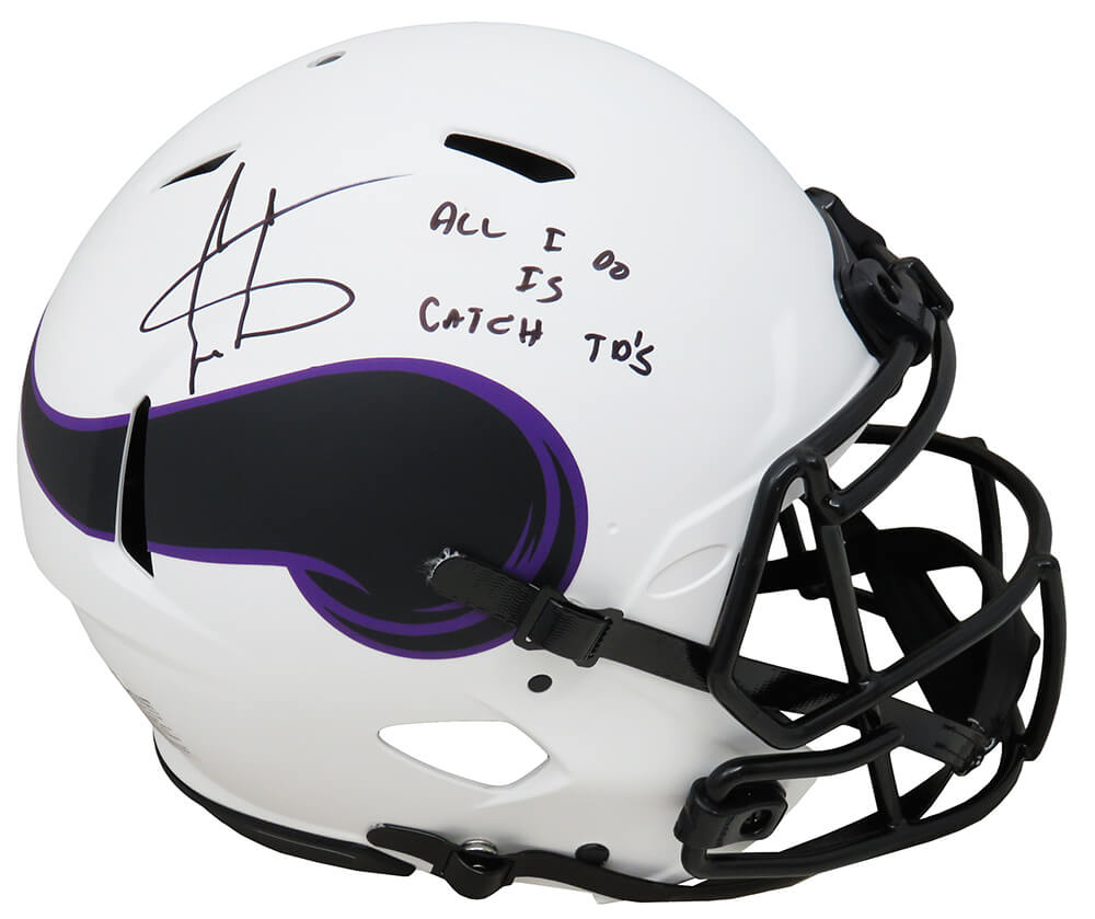 Cris Carter Signed Minnesota Vikings Lunar Eclipse Riddell Speed Authentic Helmet w/All I Do Is Catch TD's