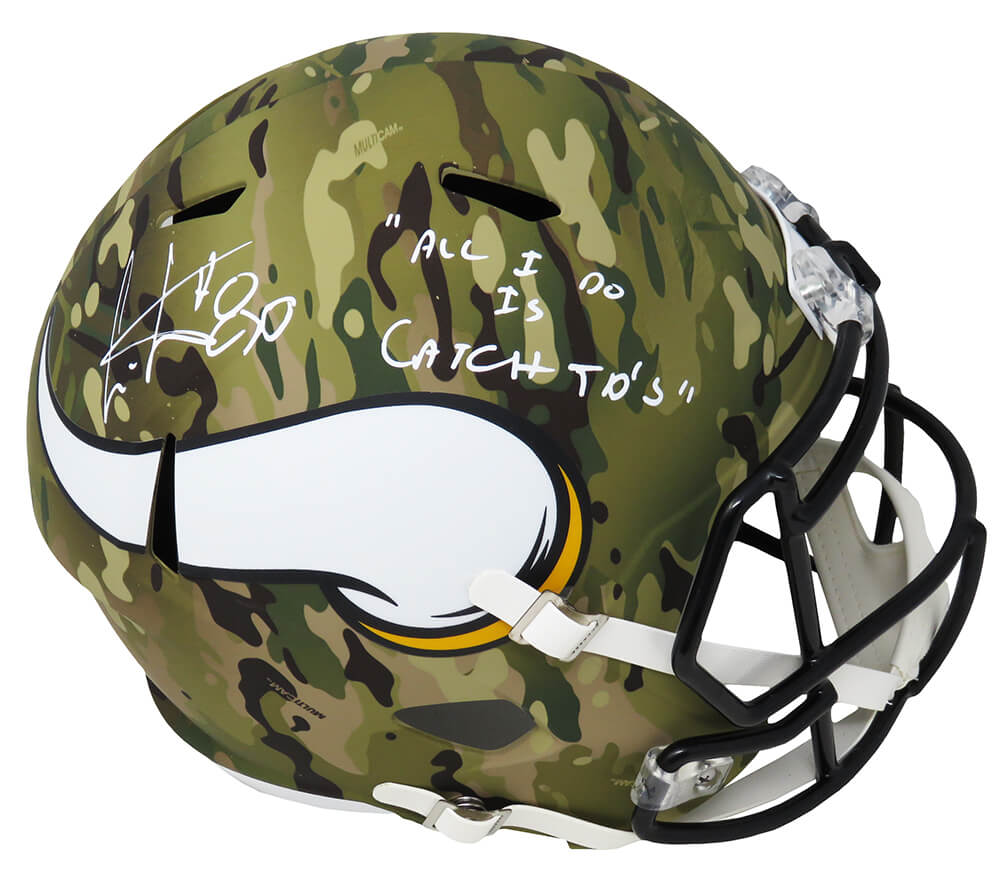 Cris Carter Signed Minnesota Vikings CAMO Riddell Speed Full Size Replica Helmet w/All I Do Is Catch TD's