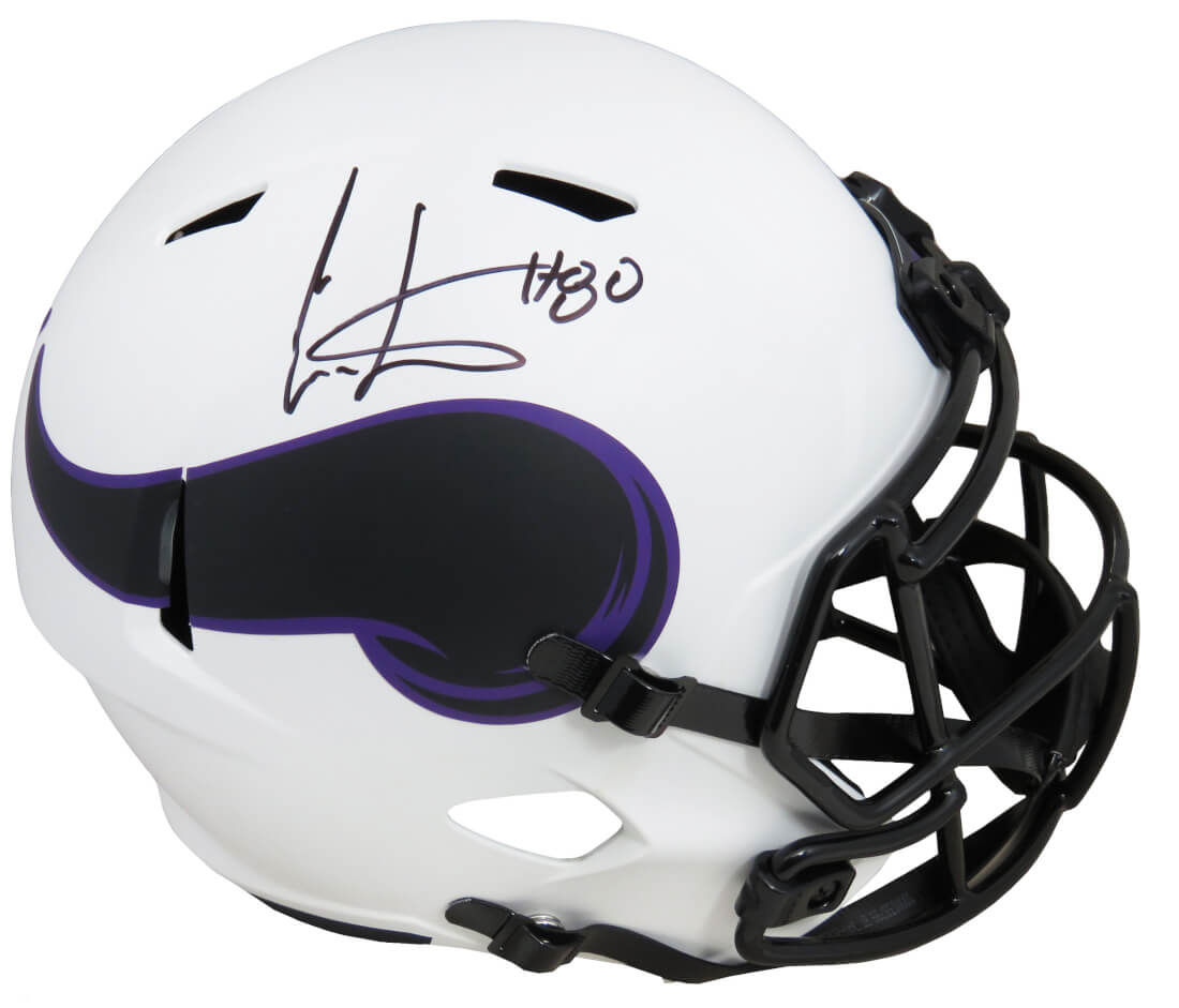 Cris Carter Signed Minnesota Vikings Lunar Eclipse White Matte Riddell Full Size Speed Replica Helmet