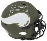 Cris Carter Signed Minnesota Vikings Salute to Service Riddell Full Size Speed Replica Helmet w/HOF'13