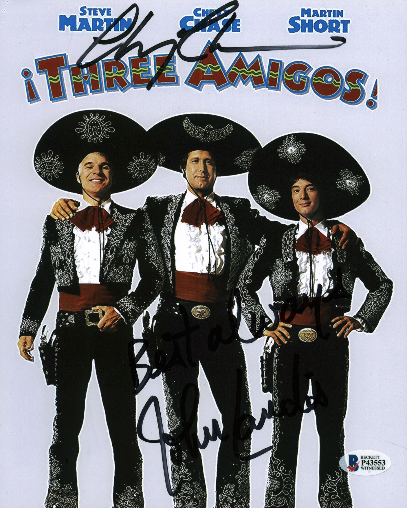 Chevy Chase & John Landis Three Amigos! Authentic Signed 8x10 Photo BAS #P43553