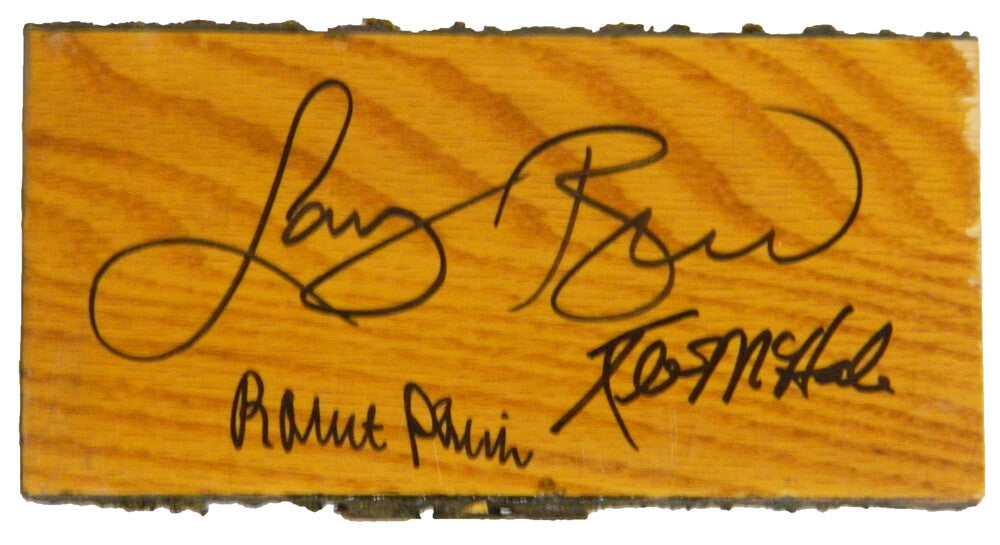 Larry Bird & Robert Parish & Kevin McHale Signed Boston Garden Original Parquet 4x7 Floor Piece