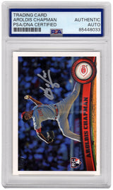 Aroldis Chapman Signed Reds 2011 Topps Rookie Baseball Trading Card #110 - (PSA Encapsulated)