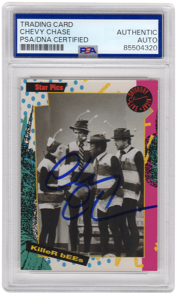Chevy Chase Signed 1992 Star Pics Saturday Night Live 'Killer Bees' Trading Card #67 - (PSA Encapsulated)