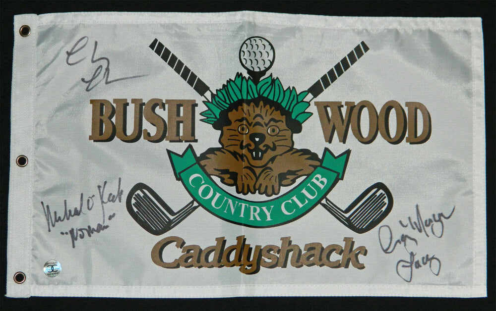 Chevy Chase, Michael O'Keefe & Cindy Morgan Triple Signed Caddyshack Bushwood Golf Flag w/Lacey, Noonan