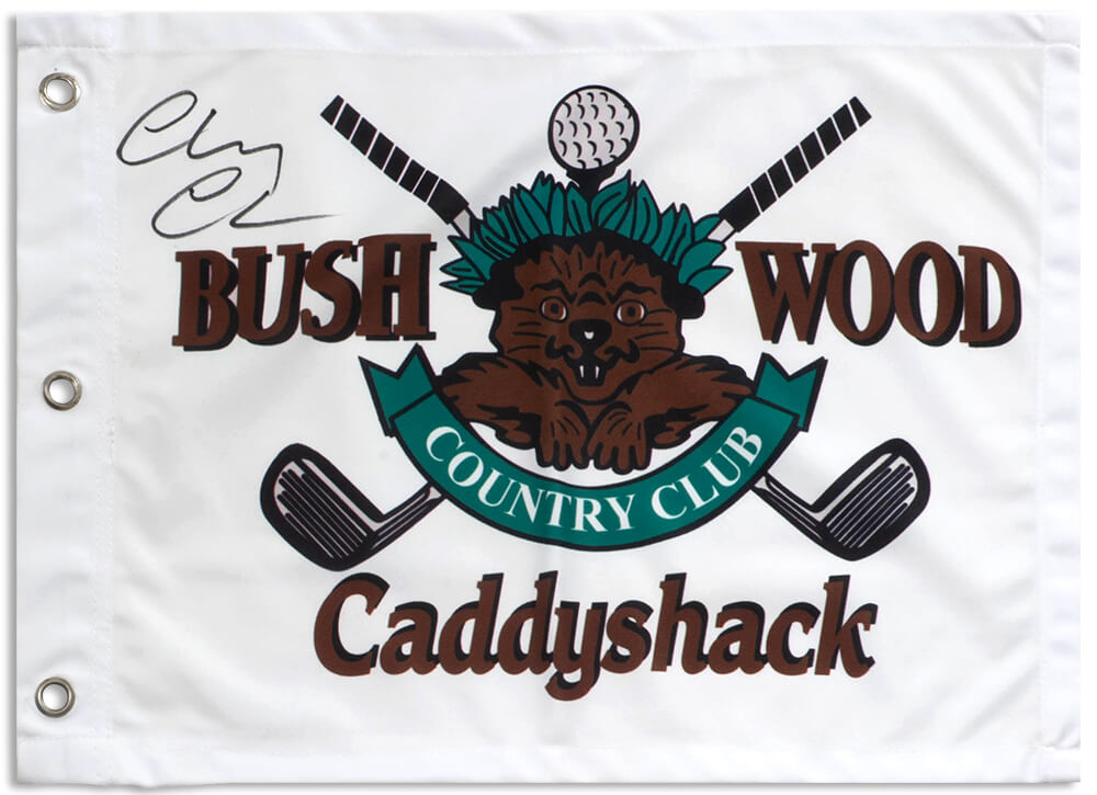 Chevy Chase Signed Caddyshack Bushwood 18x13 Golf Flag