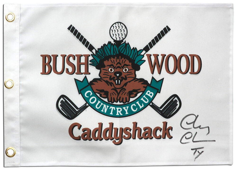 Chevy Chase Signed Caddyshack Bushwood 18x13 Golf Pin Flag w/Ty