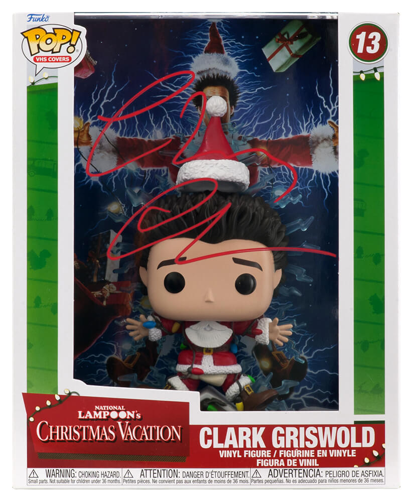 Chevy Chase Signed Christmas Vacation Clark Griswold VHS Cover Funko Pop Doll #13