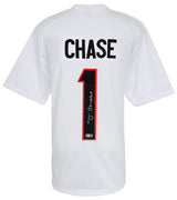 Ja'Marr Chase Signed White Custom Football Jersey