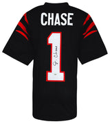 Ja'Marr Chase Signed Black Custom Football Jersey - (JSA)