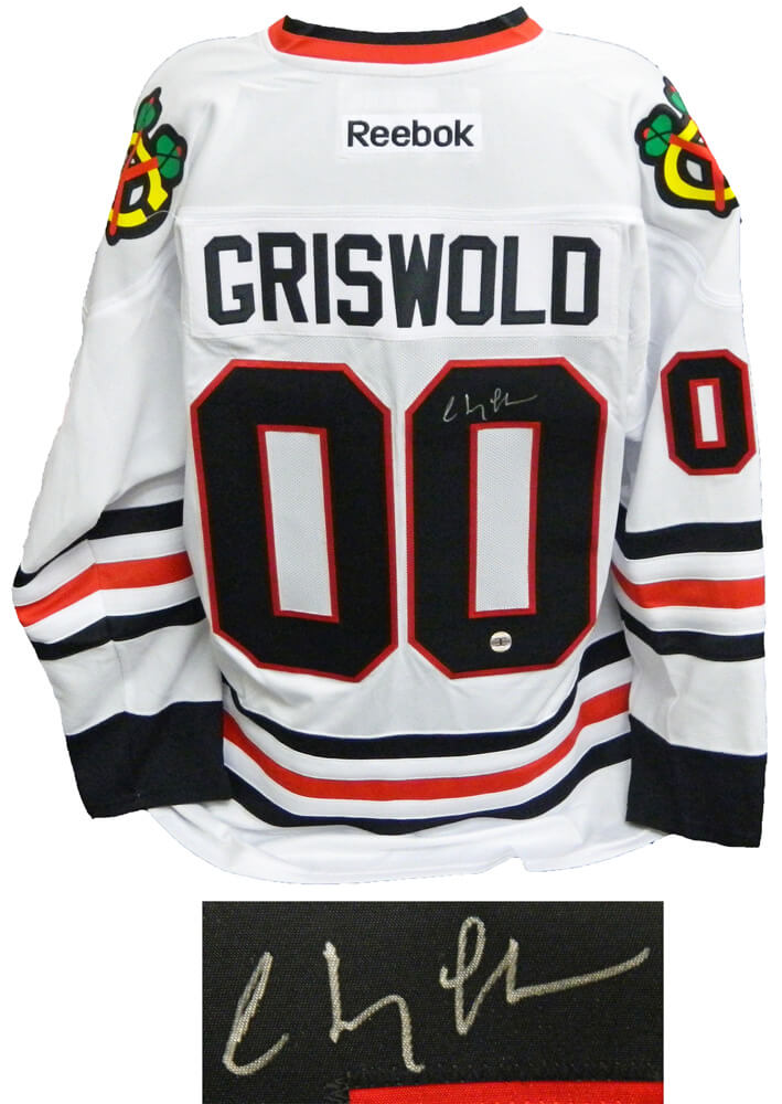 Chevy Chase Signed Christmas Vacation Blackhawks White Reebok Premier Hockey Griswold #00 Jersey