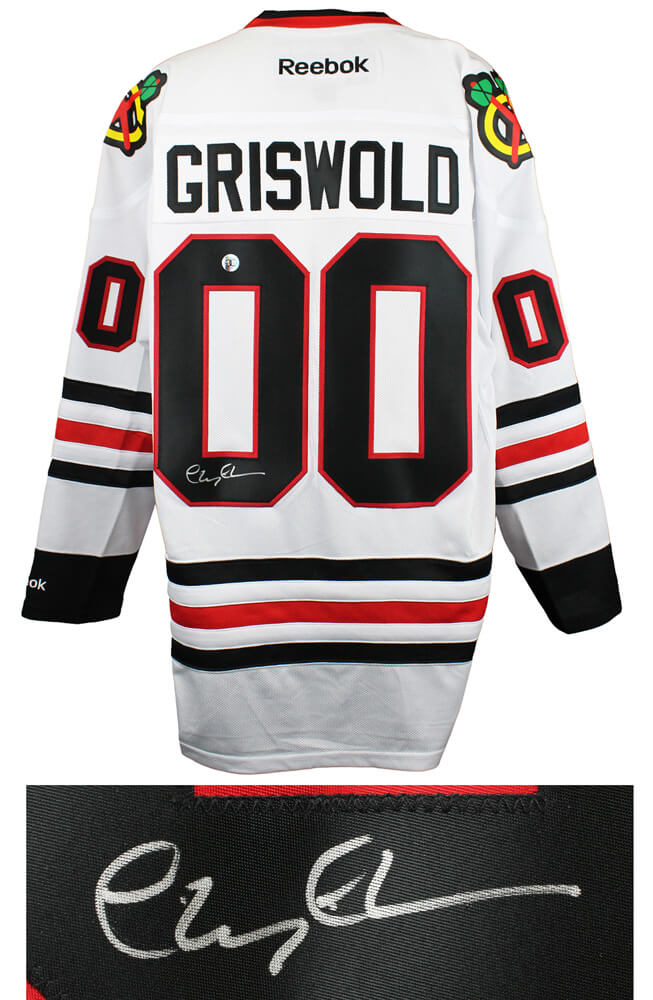 Chevy Chase Signed Christmas Vacation Chicago Blackhawks White Reebok Premier Hockey Griswold #00 Jersey