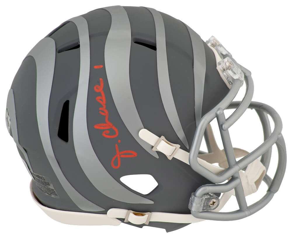 Ja'Marr Chase Signed Cincinnati Bengals SLATE Riddell Speed Mini Helmet - (Beckett)