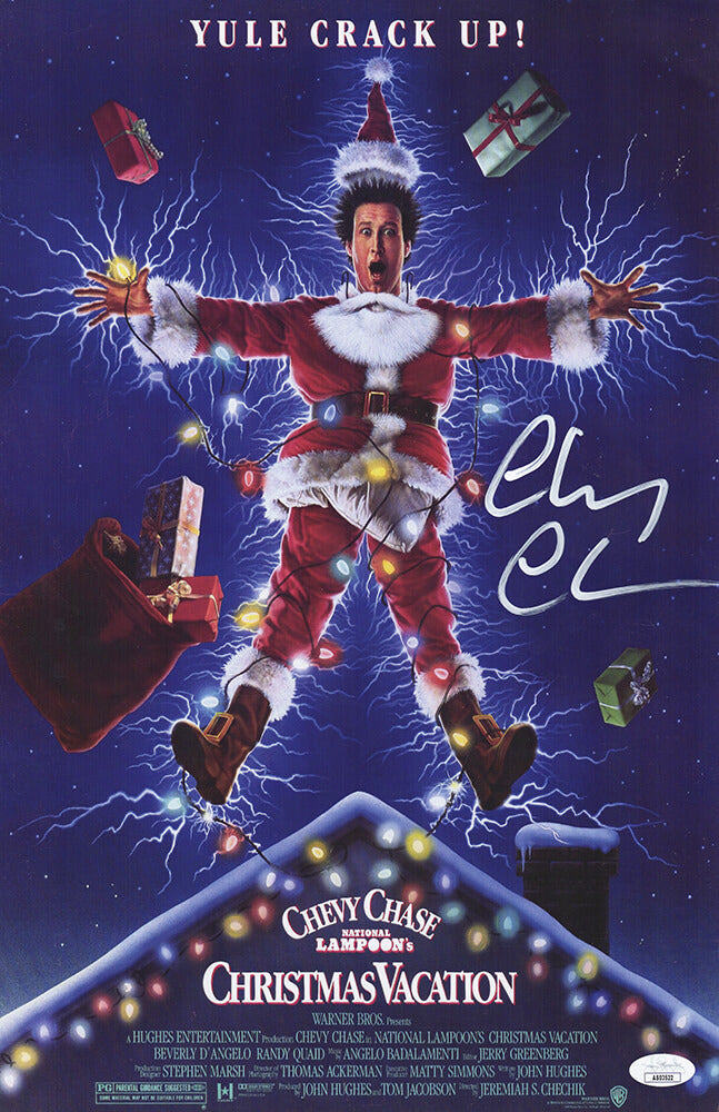 Chevy Chase Signed Christmas Vacation 1117 Movie Poster (In White) (JSA)