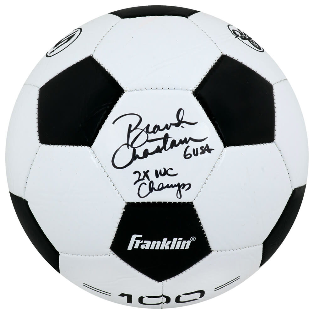 Brandi Chastain Signed Wilson Black & White Size 5 Soccer Ball w/2x WC Champs