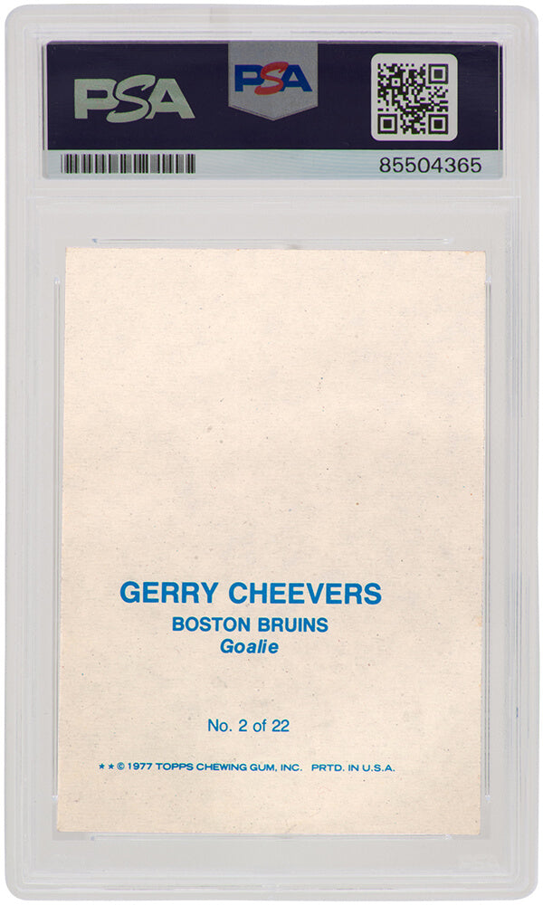 Gerry Cheevers Signed Boston Bruins 1977 Topps Glossy Card #2 - (PSA Encapsulated)