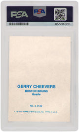 Gerry Cheevers Signed Boston Bruins 1977 Topps Glossy Card #2 - (PSA Encapsulated)