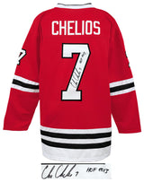 Chris Chelios Signed Red Custom #7 Hockey Jersey w/HOF 2013