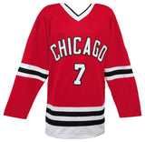 Chris Chelios Signed Red Custom #7 Hockey Jersey w/HOF 2013