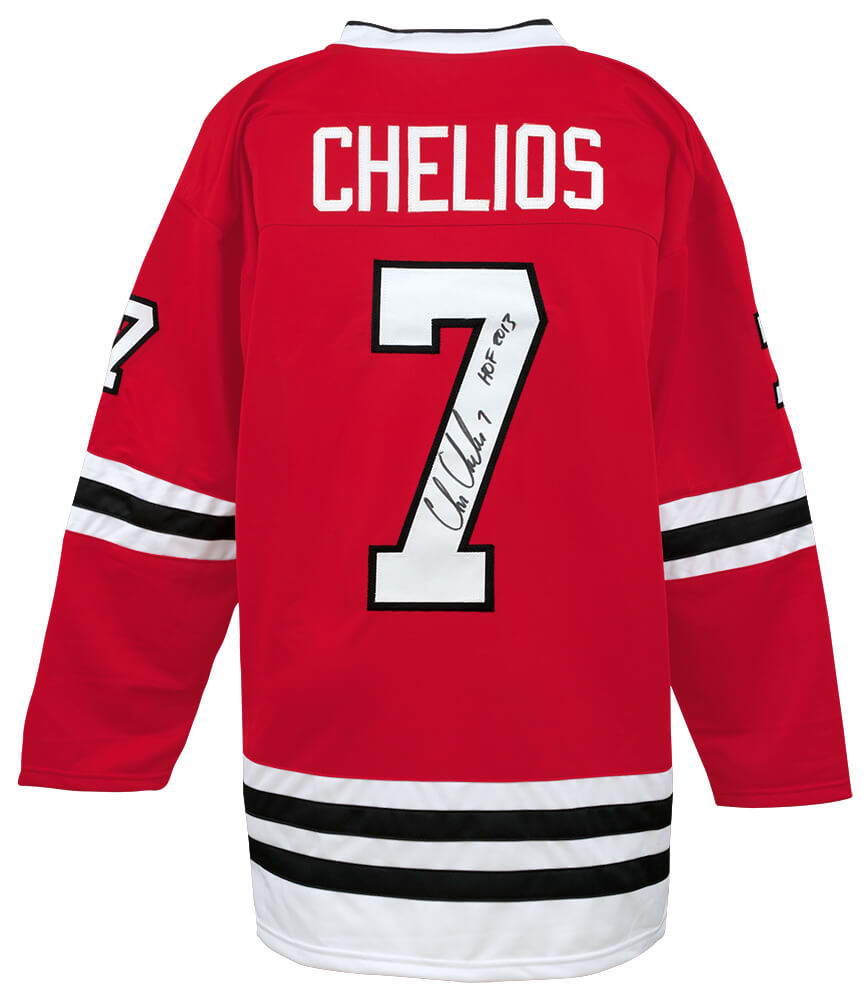 Chris Chelios Signed Red Custom #7 Hockey Jersey w/HOF 2013