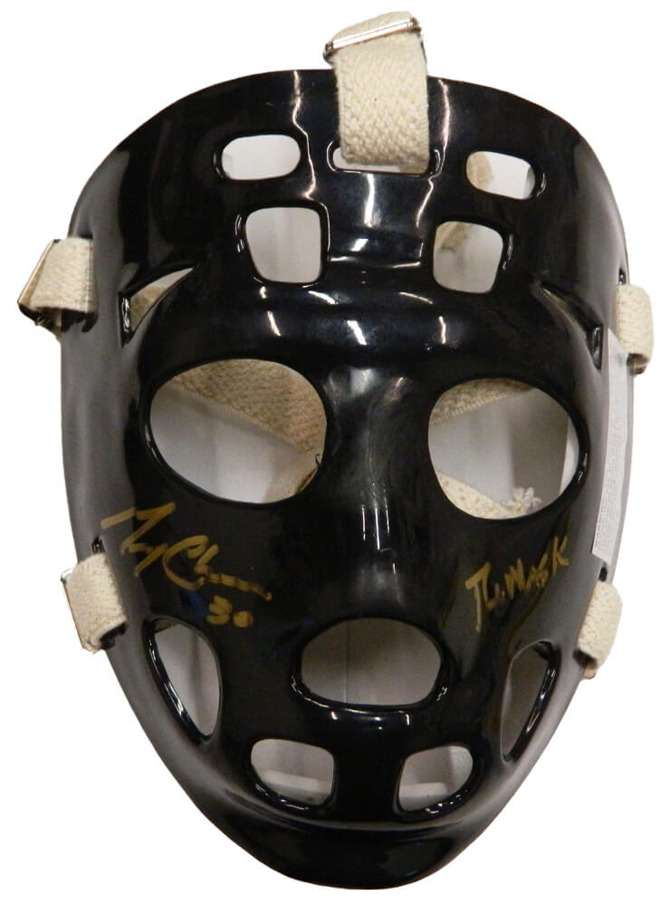 Gerry Cheevers Signed Black Hockey Goalie Mask w/The Mask