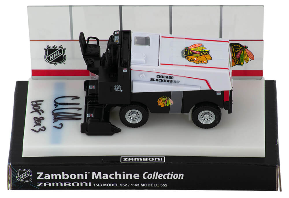 Chris Chelios Signed Chicago Blackhawks NHL Mini Zamboni w/HOF 2013