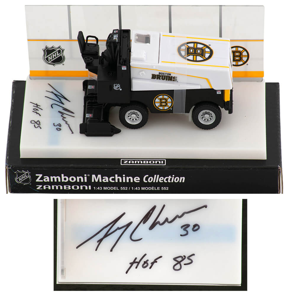 Gerry Cheevers Signed Boston Bruins NHL Mini Zamboni w/HOF'85