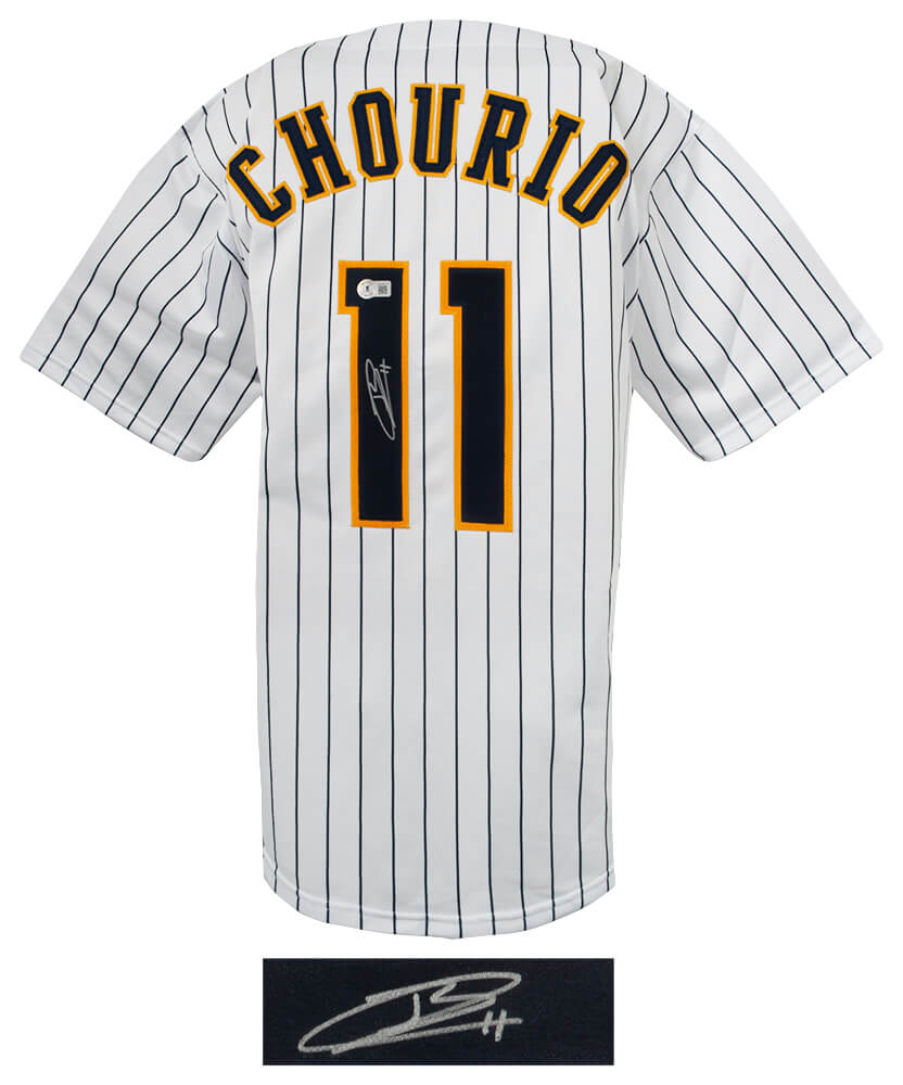 Jackson Chourio Signed White Custom Baseball Jersey - (Beckett)