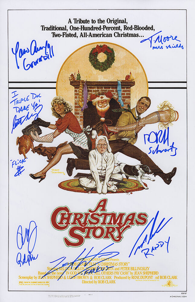 A Christmas Story Cast Signed 11x17 Movie Poster w/7 Signatures & Character Names