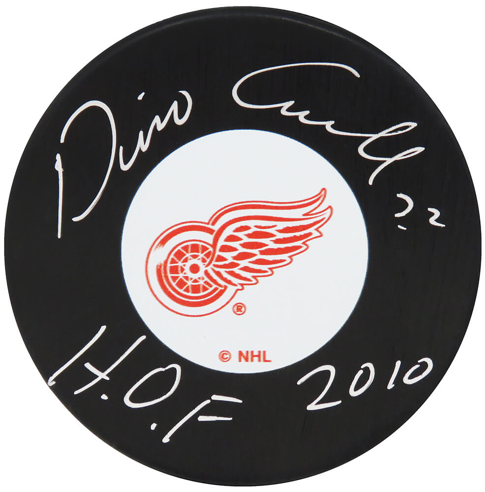 Dino Ciccarelli Signed Detroit Red Wings Logo Hockey Puck w/HOF 2010