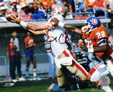 Dwight Clark Signed San Francisco 49ers White Jersey Catching Football 8x10 Photo