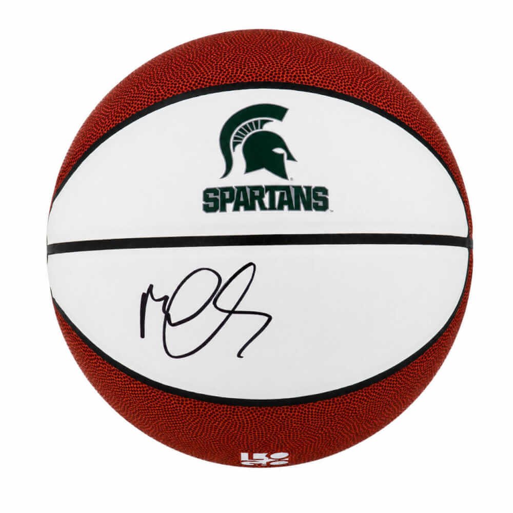 Mateen Cleaves Signed Michigan State Spartans Logo Brands White Logo Basketball